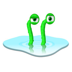 Fototapeta premium Green monster in the puddle - EPS 10 vector icon