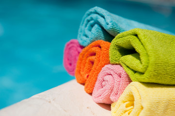 swimming pool with towels