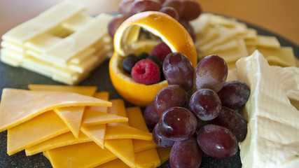 Grapes and Sliced Cheeses