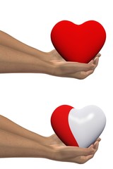 3D heart held in hands by an adult male