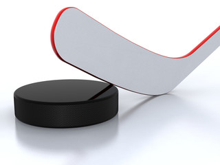 Hockey stick and puck