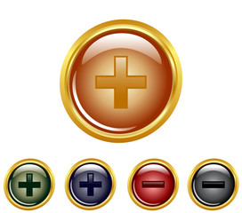 vector illustration of a set of a plus/ minus buttons.