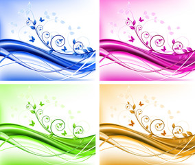 Set of  floral abstract backgrounds vector