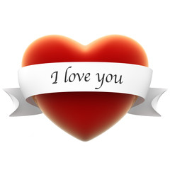 coeur avec banderole seule : I love you
