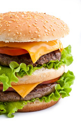 Big fresh delicious homemade double hamburger
