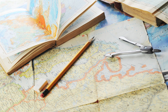 map and pensil