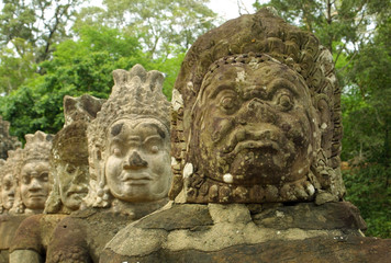 Statues in Angkor temple complex, Cambodia