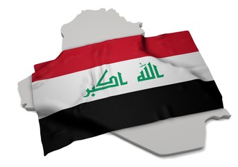 realistic ensign covering the shape of Iraq ( العراق )