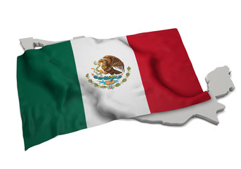 realistic ensign covering the shape of México