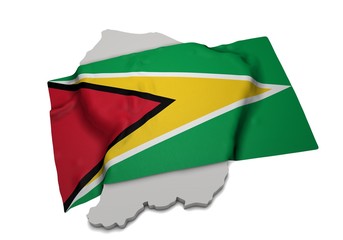realistic ensign covering the shape of Guyana