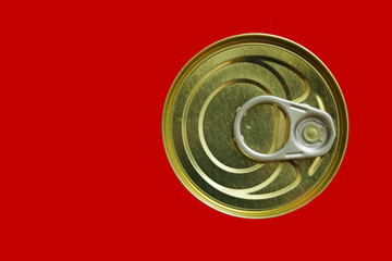 A tin can isolated on red