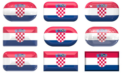 nine glass buttons of the Flag of Croatia