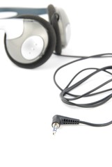 Headphones with cord on white