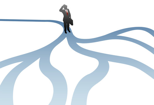 businessman on crossroads, decision making concept clip art preview