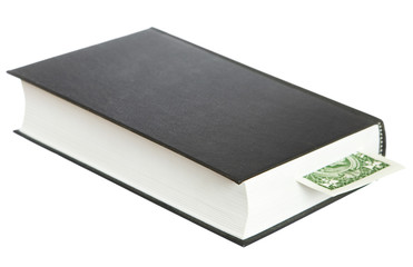 Book with dollar as bookmark