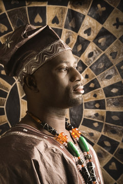 Young African American Man in Traditional African Clothing