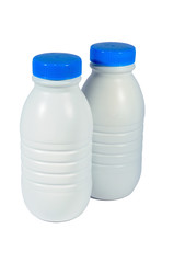 Two plastic milk bottle with blue cap