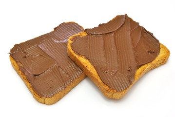 Fette biscottate spalmate di crema al cioccolato