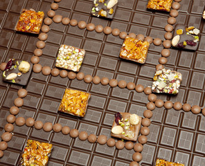 chocolate bars with chocolate candies