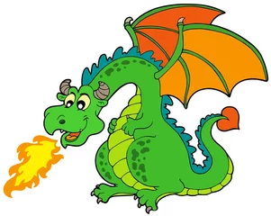 Crédence de cuisine en verre imprimé Pour enfants Cartoon fire dragon