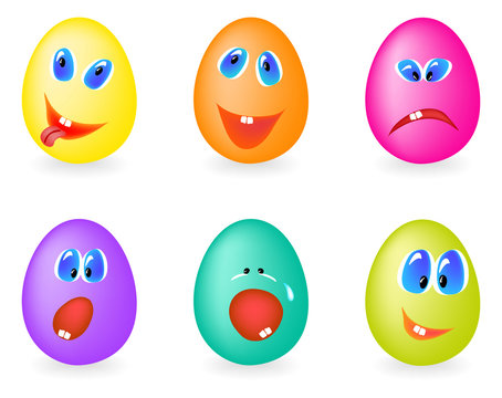 Vector illustration of emoticons on the eggs