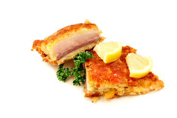 Sea food. Roasted  fish with lemon