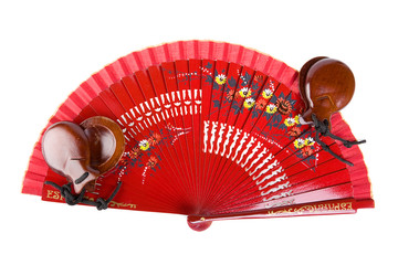 fan with castanets isolated on the white background
