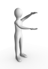 Personnage 3d présentant un objet imaginaire