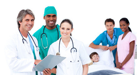 Fototapeta premium Medical team in a patient's bedroom