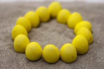 Osztereier ringförmig im Sand