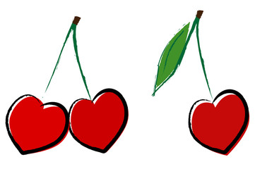 Ciliegie a cuore disegnate