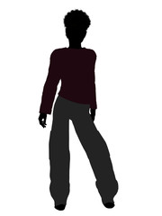 African American Male Teenager Illustration Silhouette