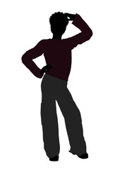 African American Male Teenager Illustration Silhouette