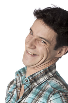 sourire de jeune homme b&ecirc;tise