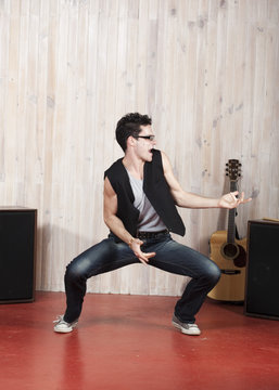 mouvement de chanteur en studio