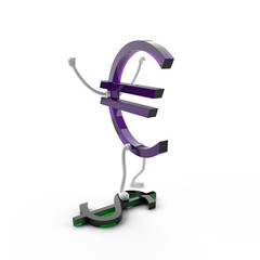 A jubilant character euro