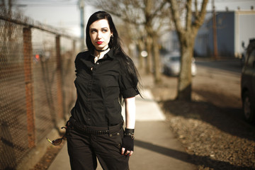 Obraz premium Sexy woman wearing black clothes