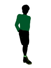 African American Male Teenager Illustration Silhouette
