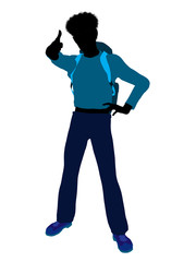 African American Teen Hiker Silhouette