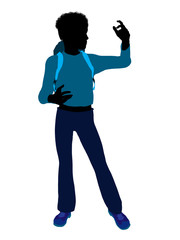 African American Teen Hiker Silhouette
