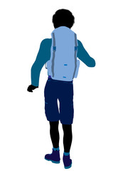 African American Teen Hiker Silhouette