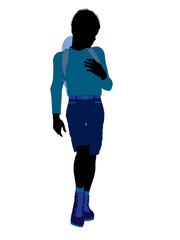 African American Teen Hiker Silhouette