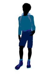 African American Teen Hiker Silhouette