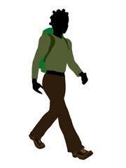 African American Teen Hiker Silhouette
