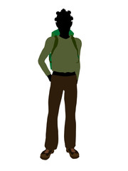African American Teen Hiker Silhouette