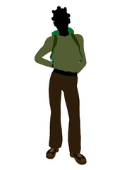 African American Teen Hiker Silhouette