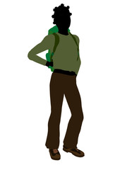 African American Teen Hiker Silhouette