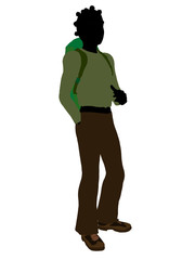 African American Teen Hiker Silhouette