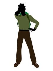 African American Teen Hiker Silhouette