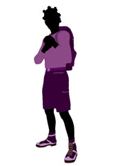 African American Teen Hiker Silhouette